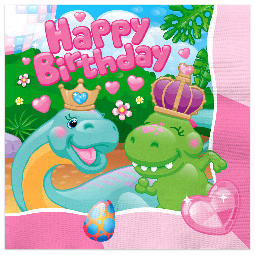 Girl Dinosaur Napkins - Girl Dinosaur Party Supplies