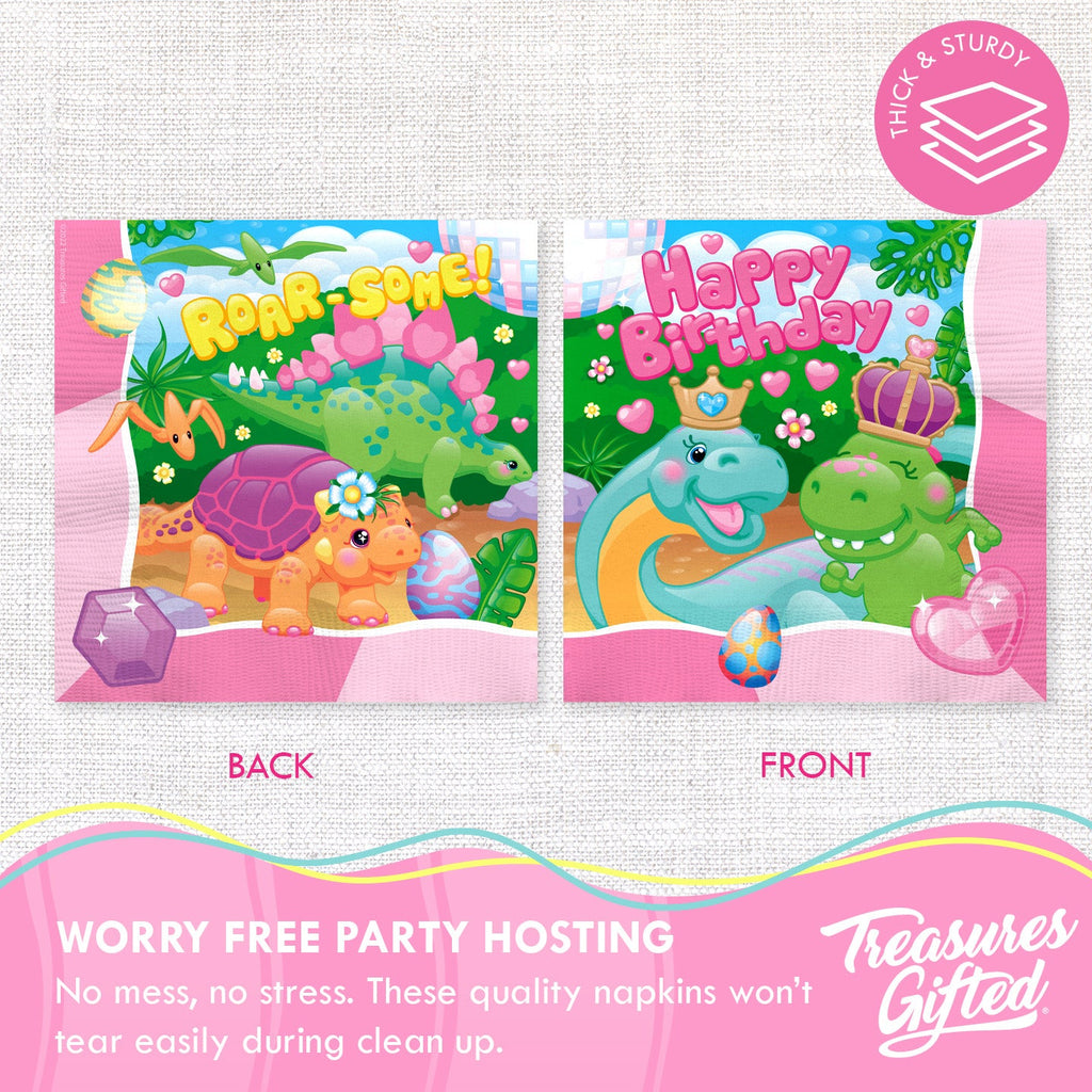Girl Dinosaur Napkins - Girl Dinosaur Party Supplies