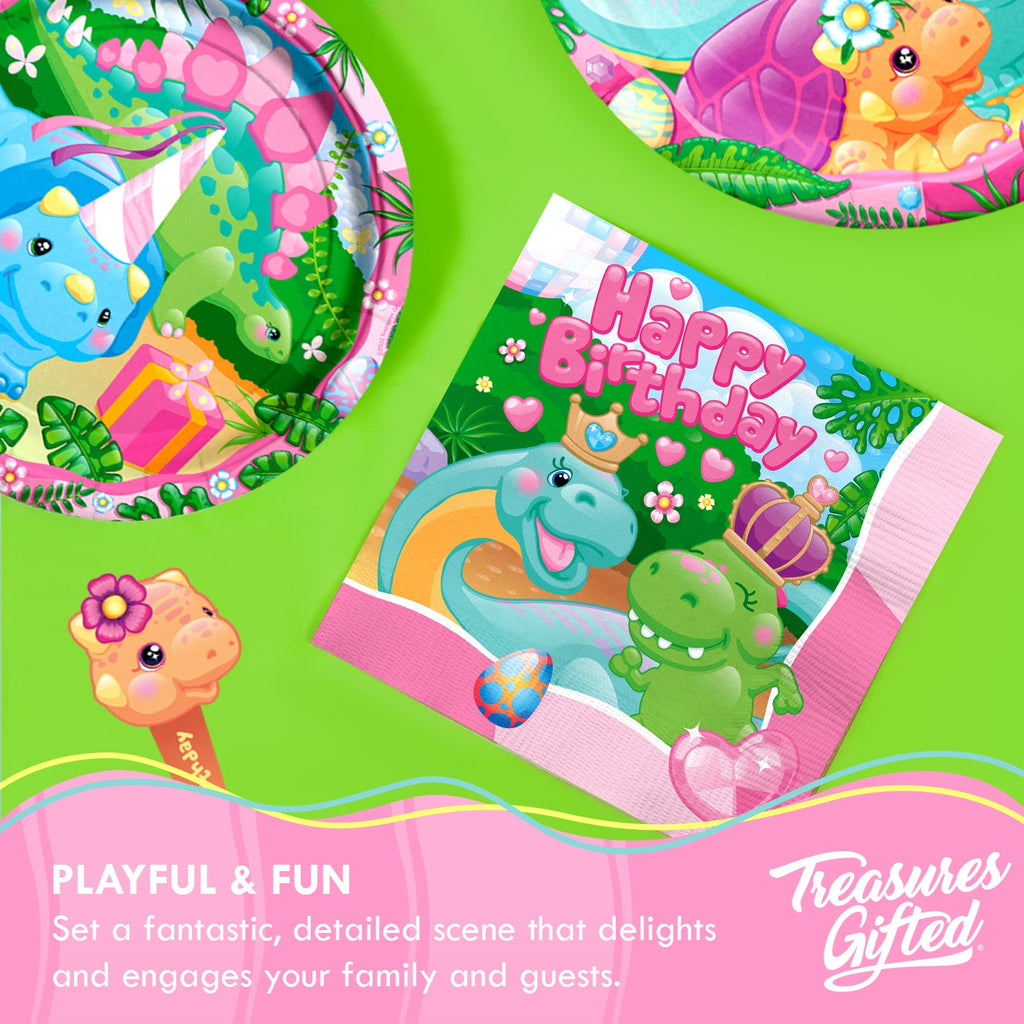 Girl Dinosaur Napkins - Girl Dinosaur Party Supplies