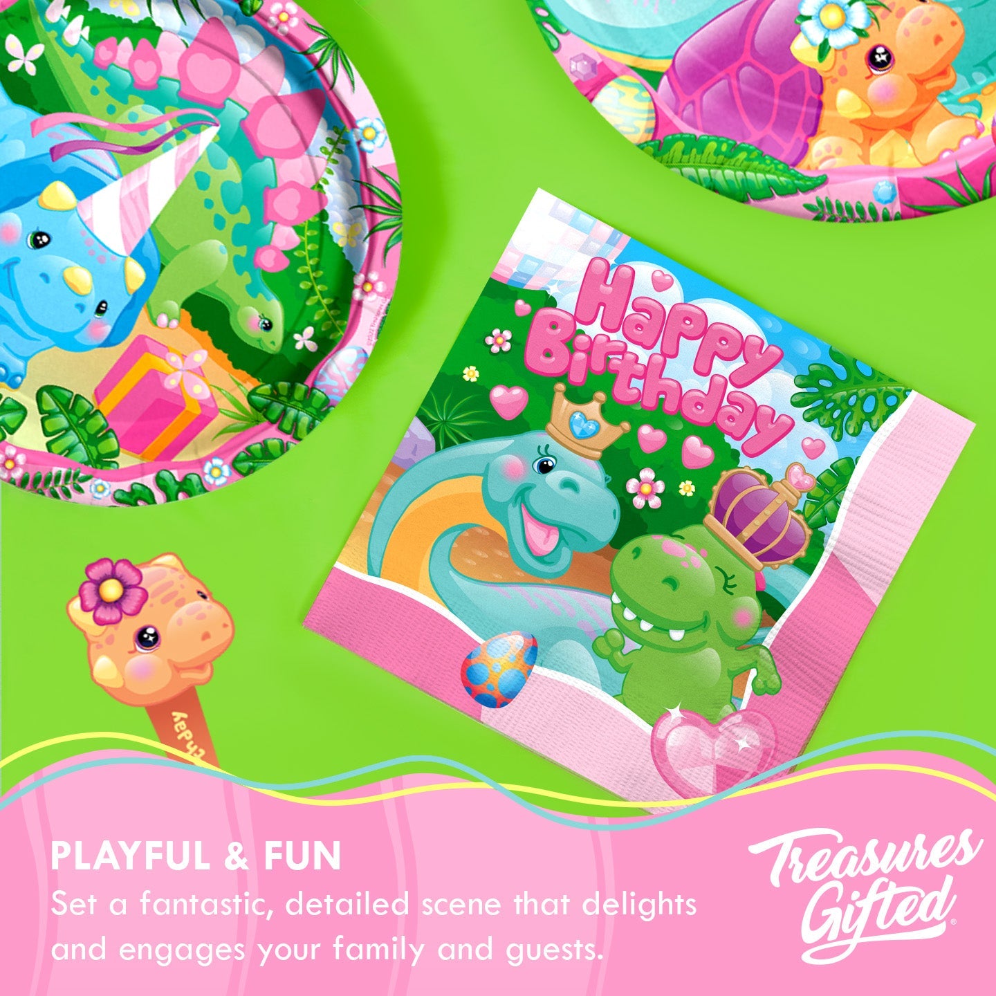 Girl Dinosaur Napkins - Girl Dinosaur Party Supplies