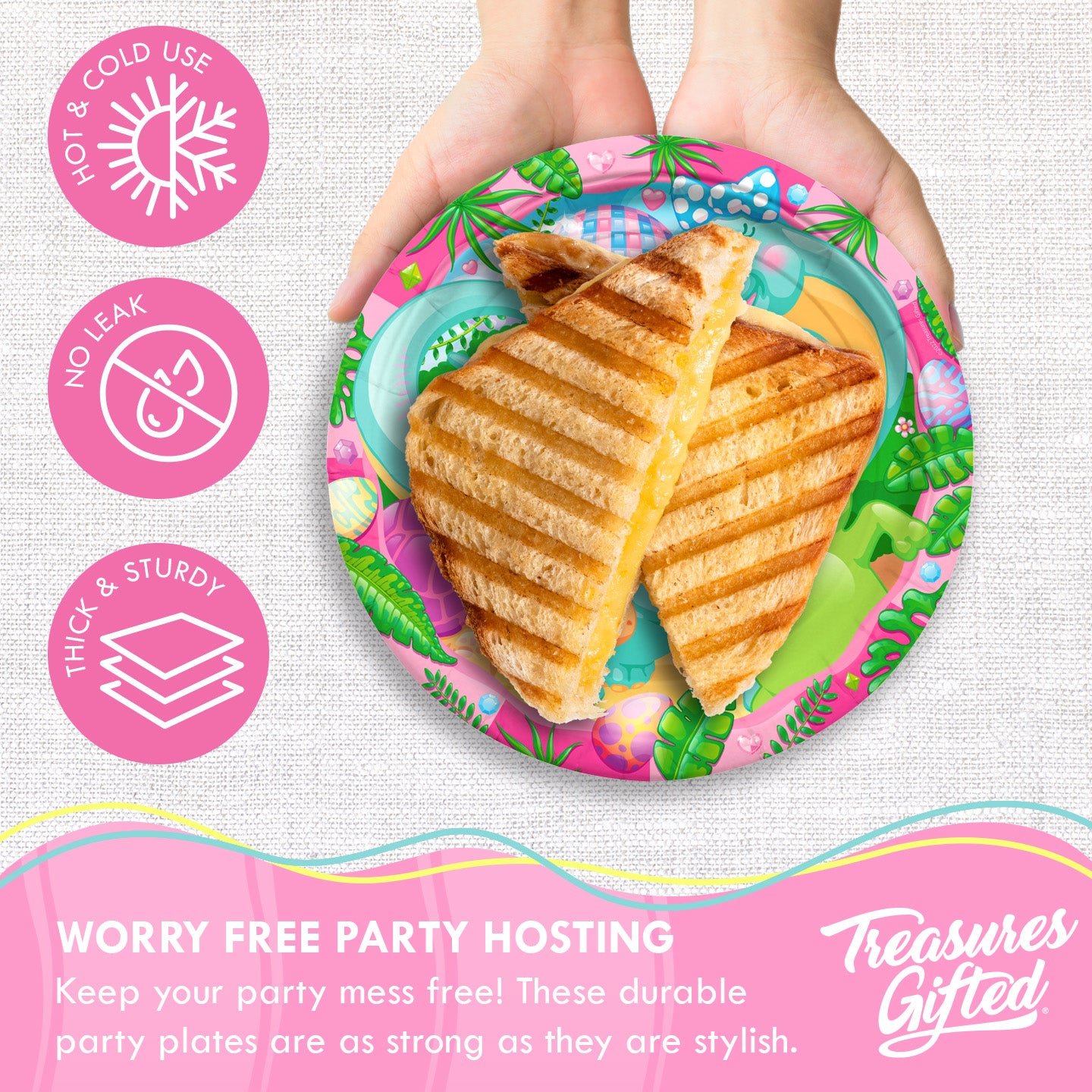 Girl Dinosaur Plates 9in - Girl Dinosaur Party Supplies