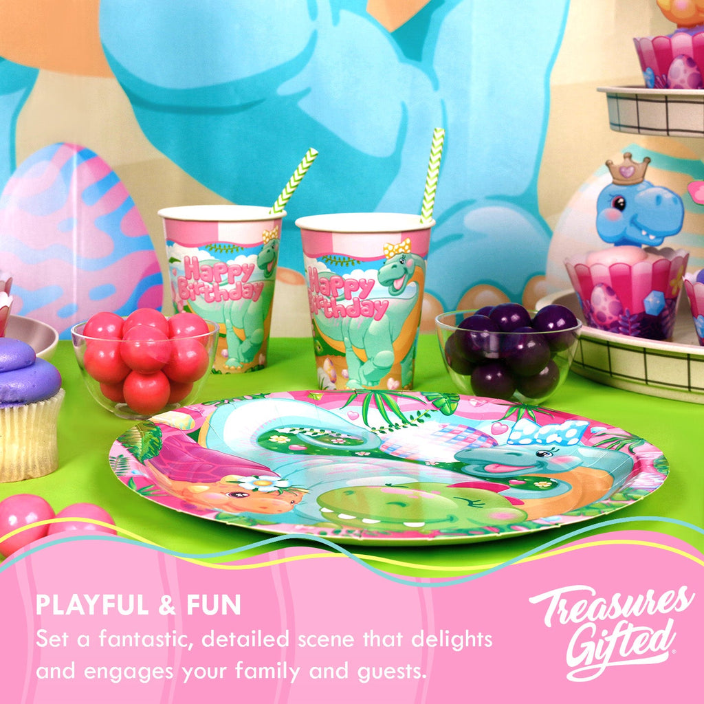 Girl Dinosaur Plates 9in - Girl Dinosaur Party Supplies