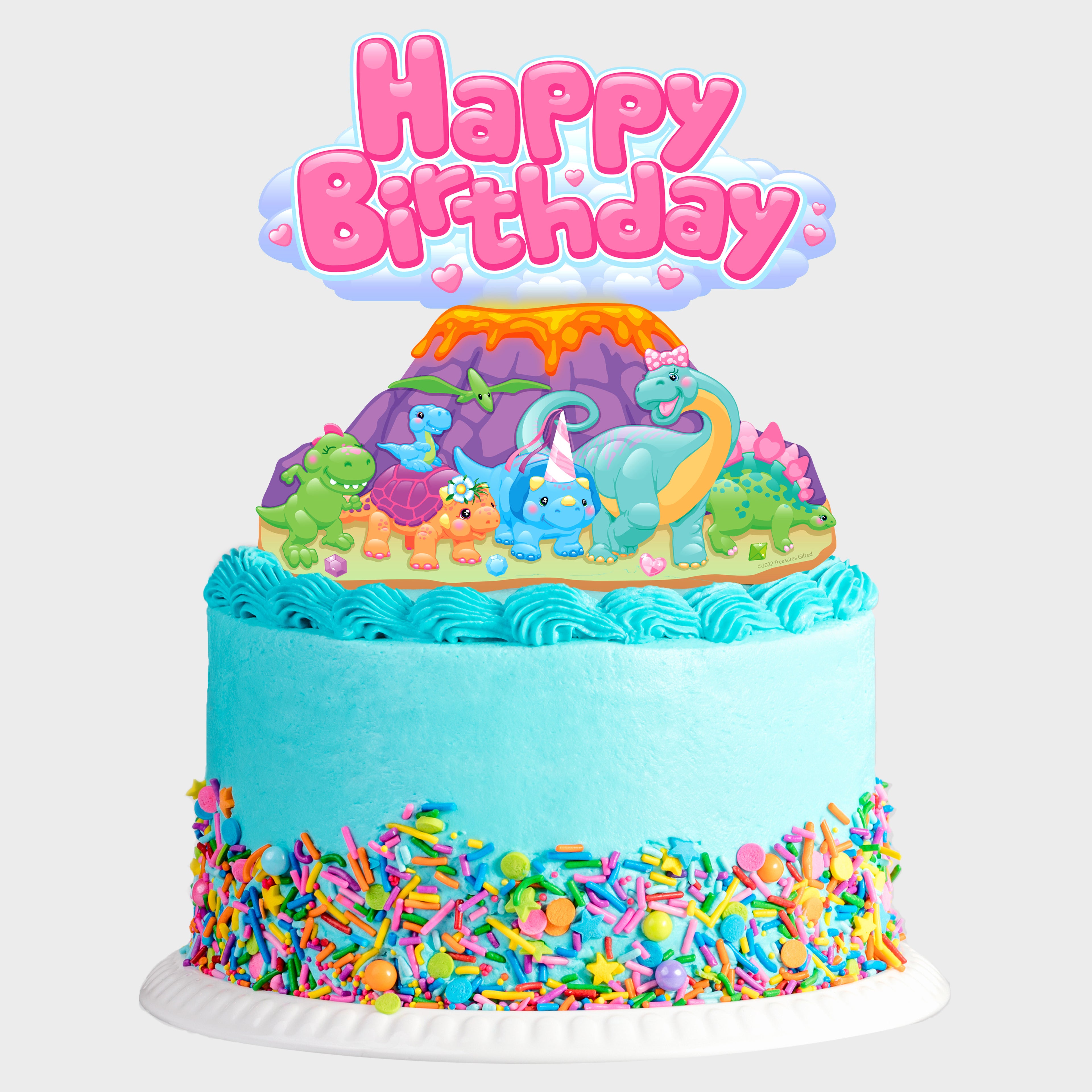 Girl Dinosaur Cake Topper - Girl Dinosaur Party Supplies