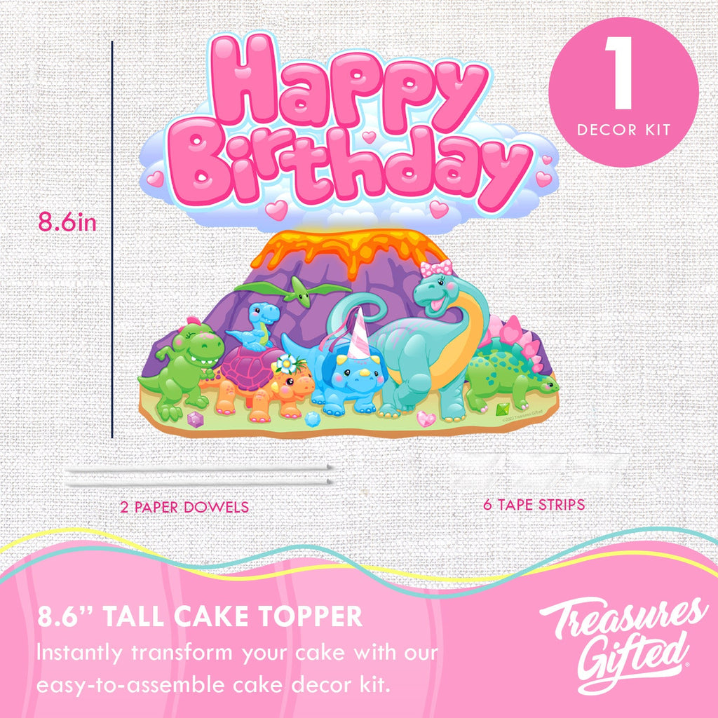 Girl Dinosaur Cake Topper - Girl Dinosaur Party Supplies