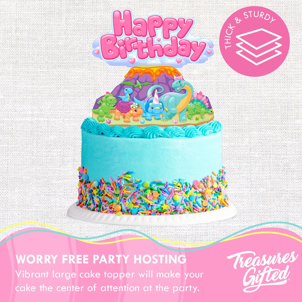 Girl Dinosaur Cake Topper - Girl Dinosaur Party Supplies