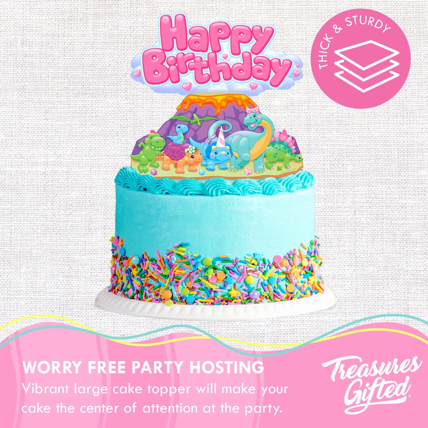 Girl Dinosaur Cake Topper - Girl Dinosaur Party Supplies