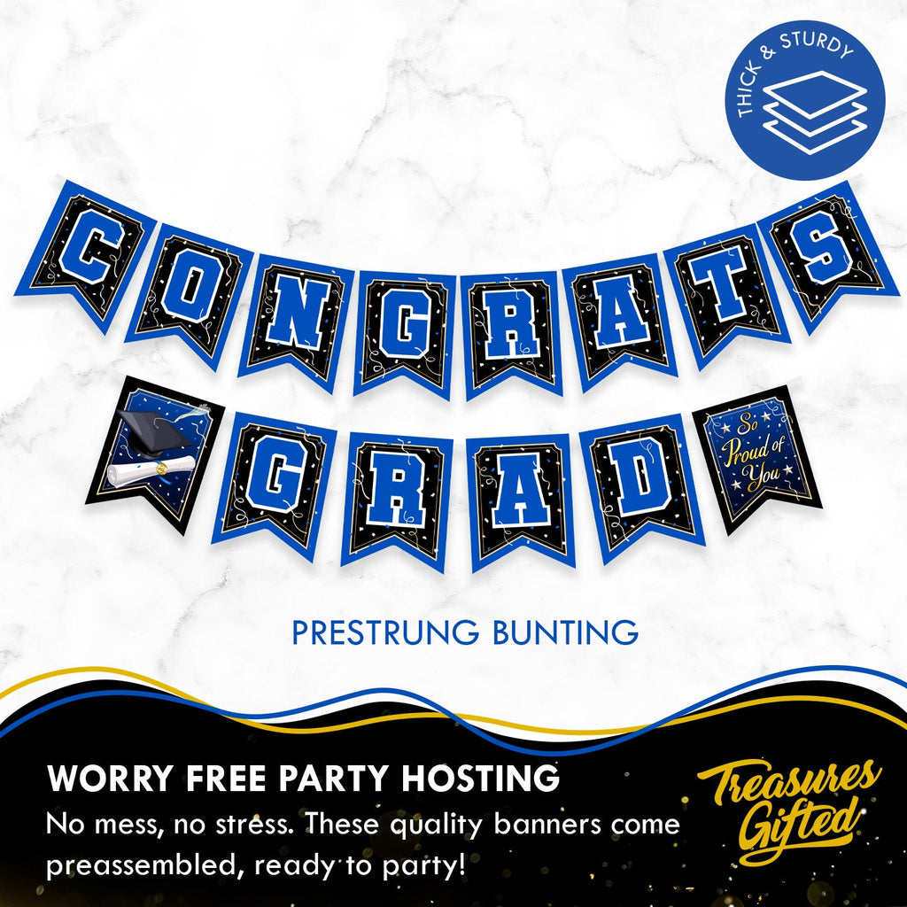 Blue Graduation Banner - Blue Graduation Party Decorations