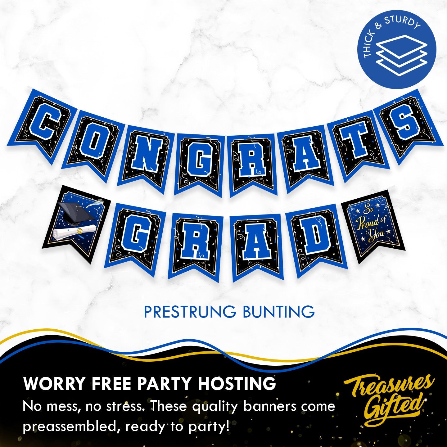 Blue Graduation Banner - Blue Graduation Party Decorations