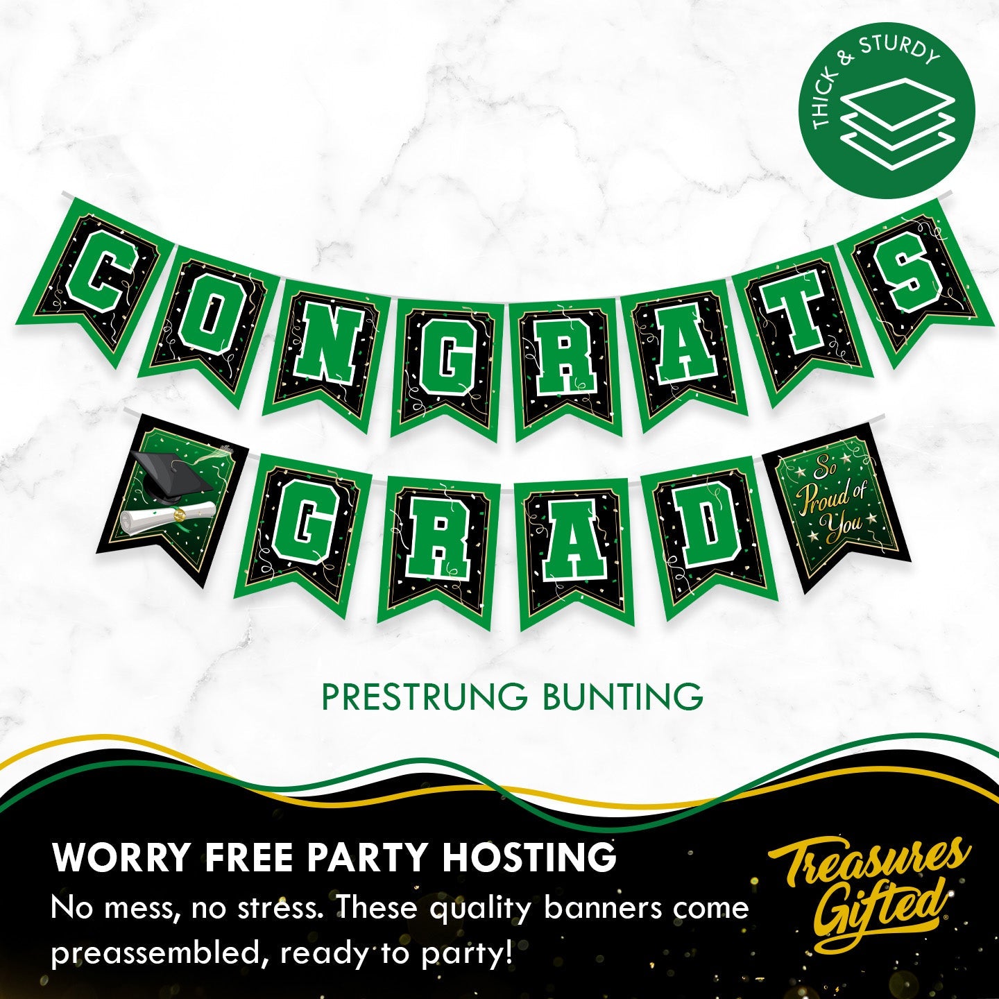 Green Graduation Banner - Green Graduation Party Decorations