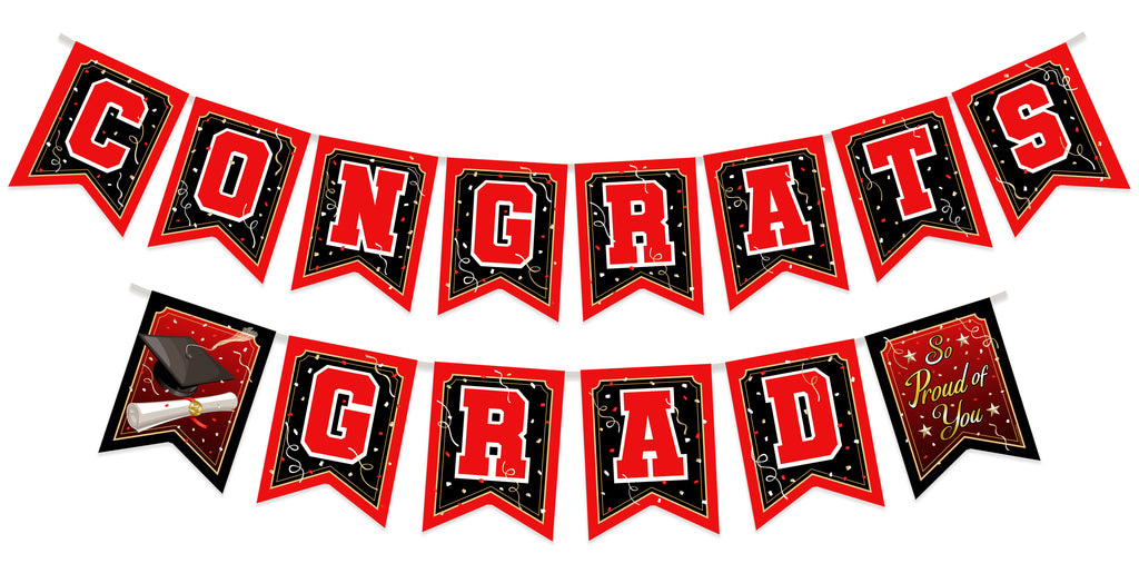 Red Graduation Banner - Red Graduation Party Decorations