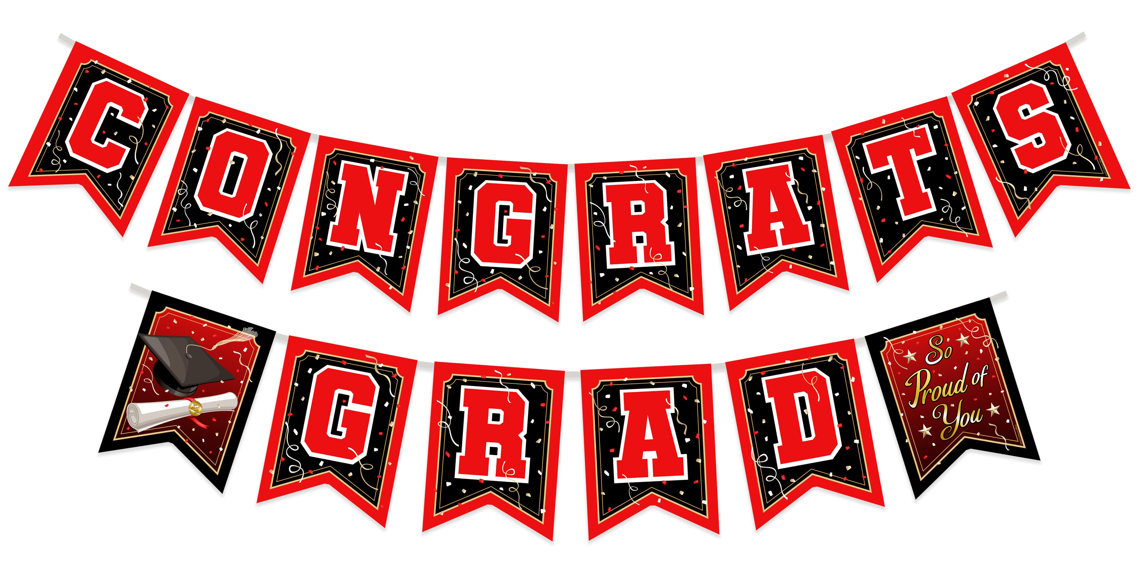Red Graduation Banner - Red Graduation Party Decorations