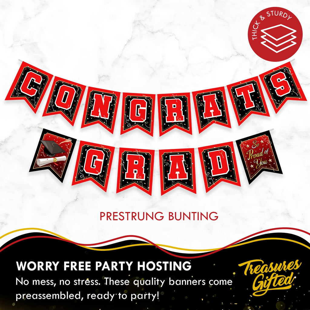 Red Graduation Banner - Red Graduation Party Decorations