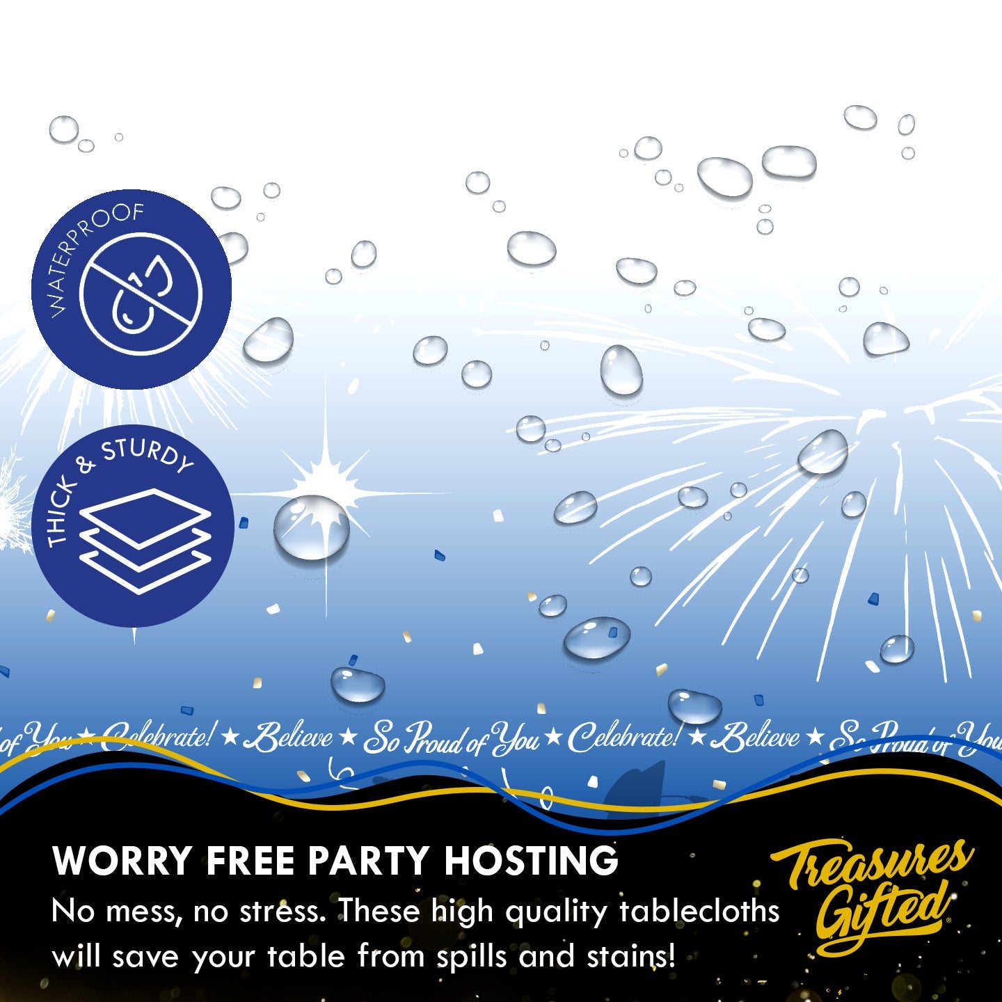 Blue Graduation Tablecloth - Blue Graduation Party Supplies