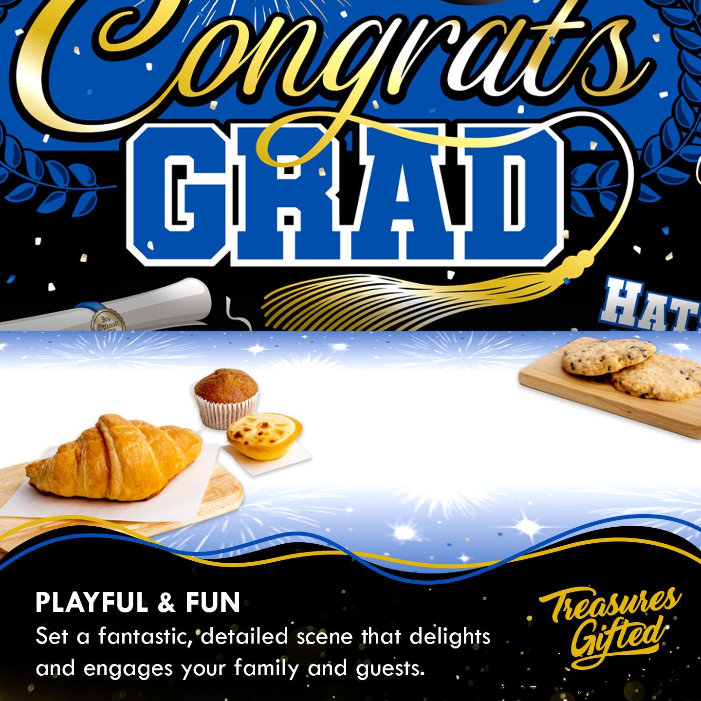 Blue Graduation Tablecloth - Blue Graduation Party Supplies