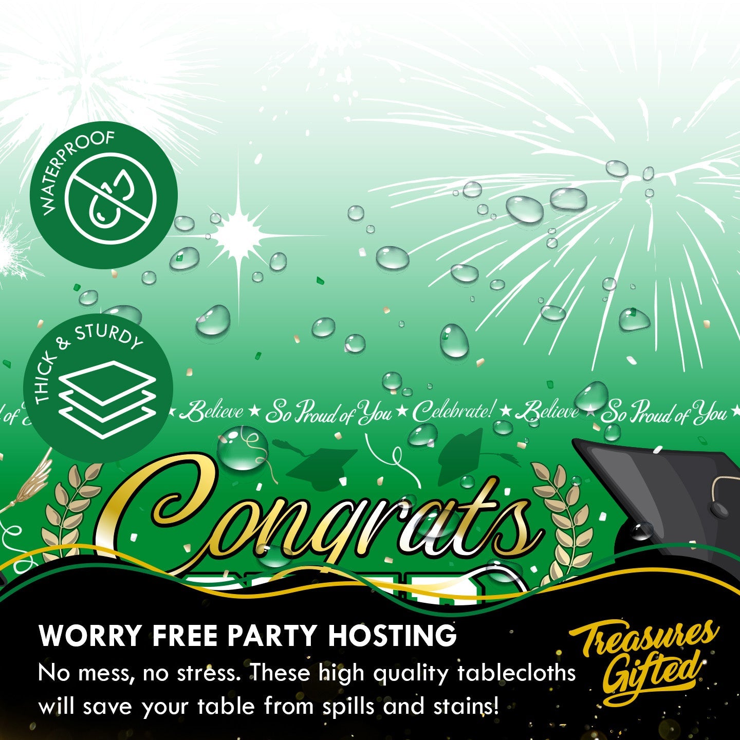 Green Graduation Tablecloth - Green Graduation Party Supplies