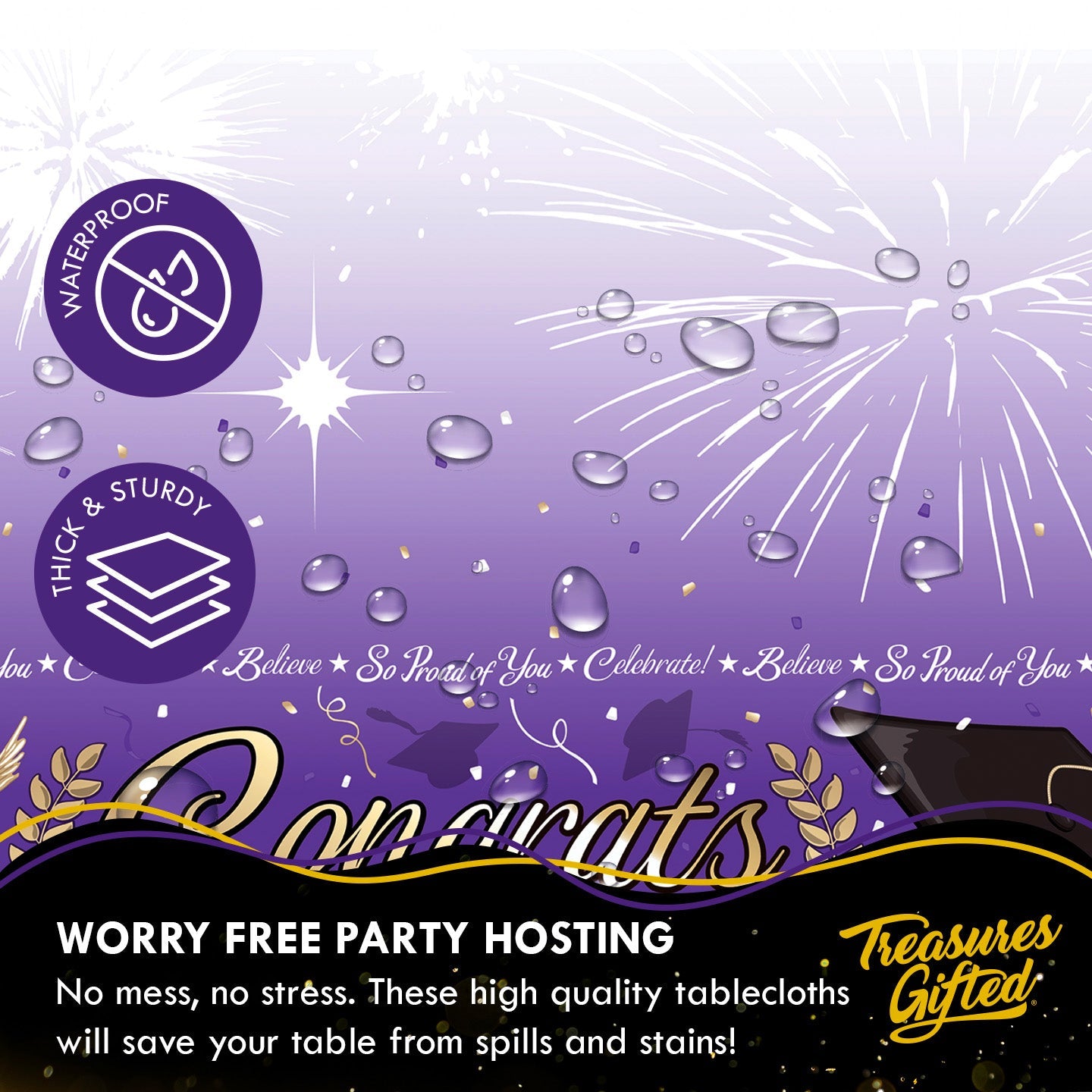 Purple Graduation Tablecloth - Purple Graduation Party Supplies