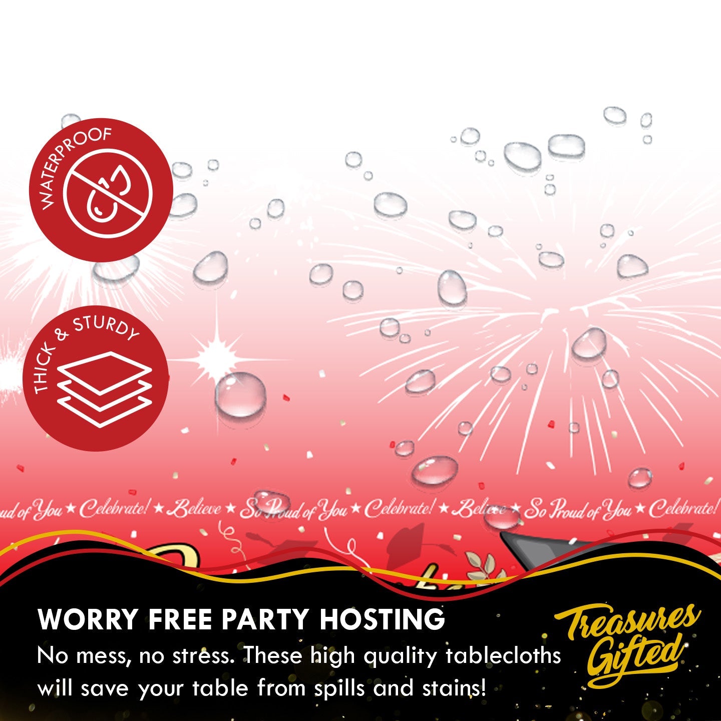 Red Graduation Tablecloth - Red Graduation Party Supplies