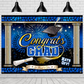 Blue Graduation Backdrop - Blue Graduation Party Supplies