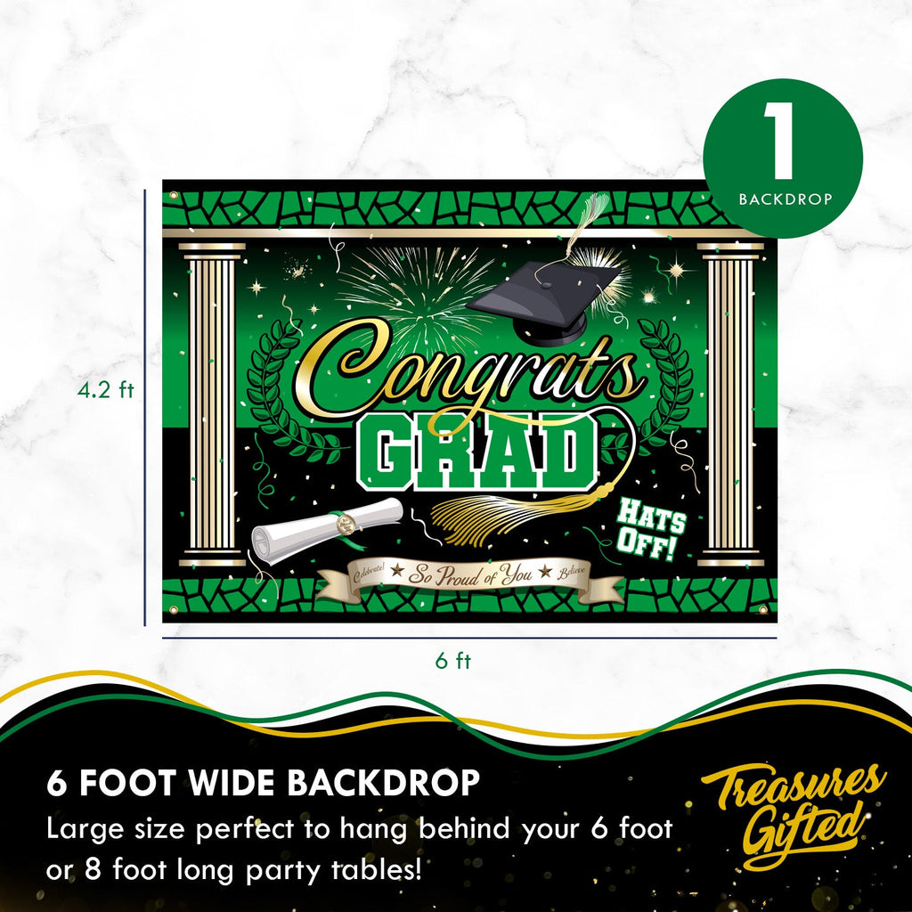 Green Graduation Backdrop - Green Graduation Party Supplies