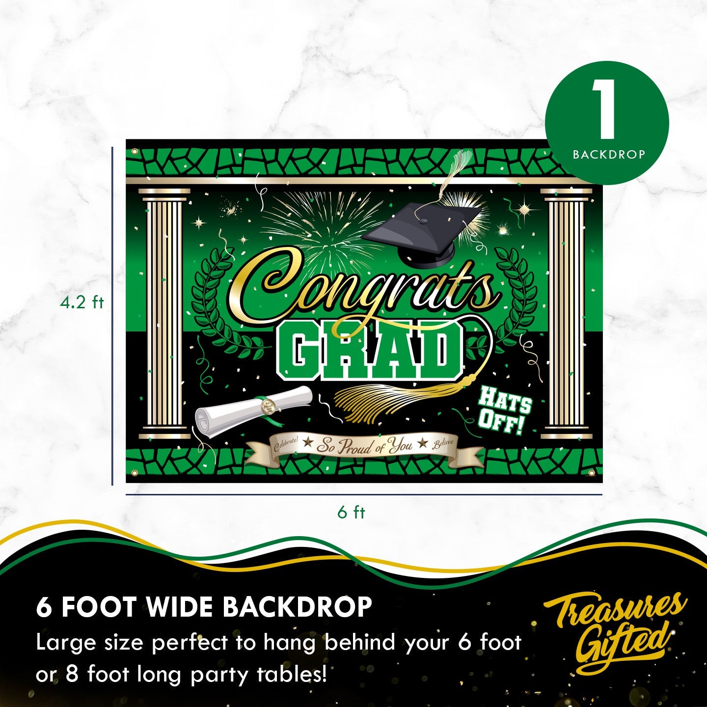 Green Graduation Backdrop - Green Graduation Party Supplies