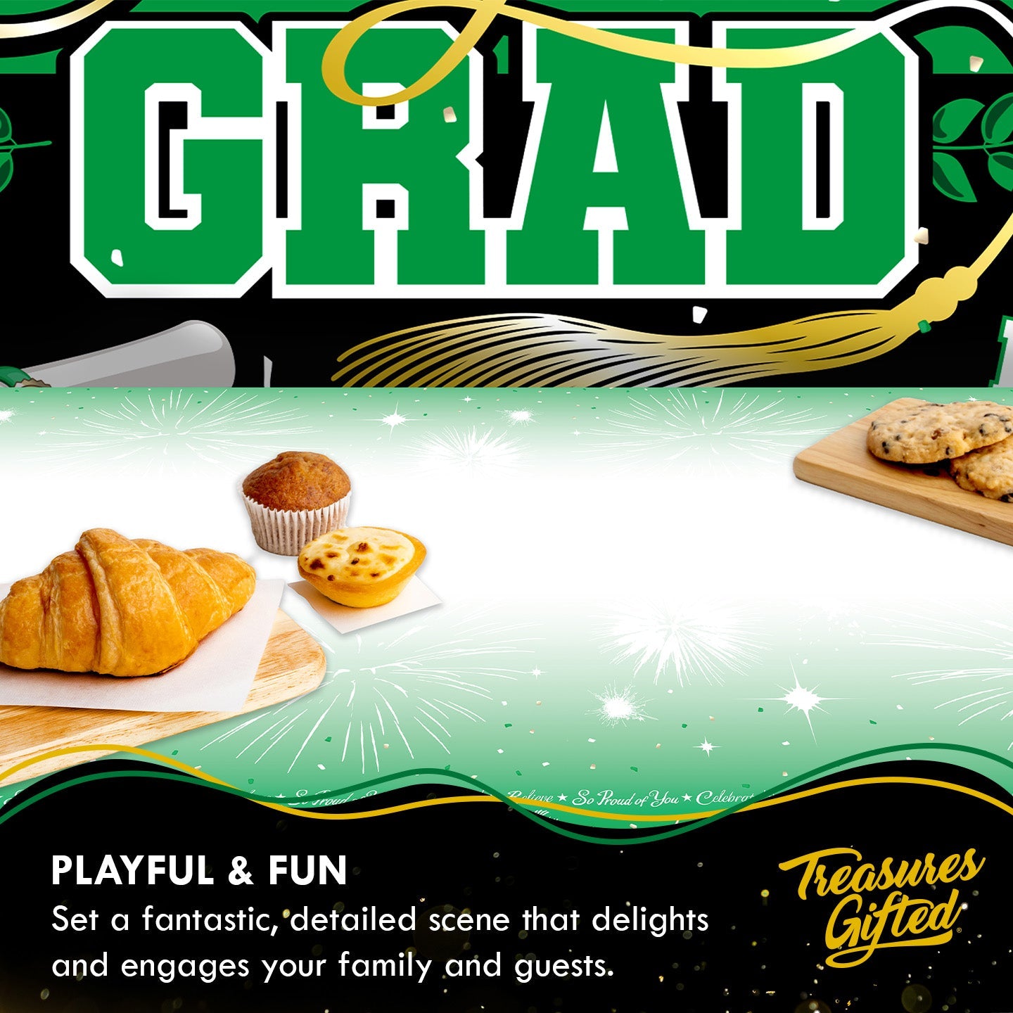 Green Graduation Backdrop - Green Graduation Party Supplies