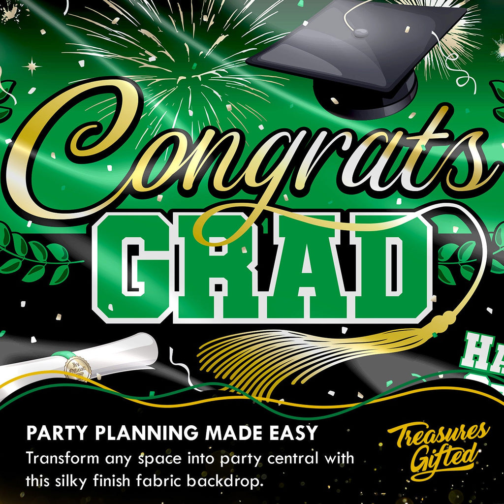 Green Graduation Backdrop - Green Graduation Party Supplies