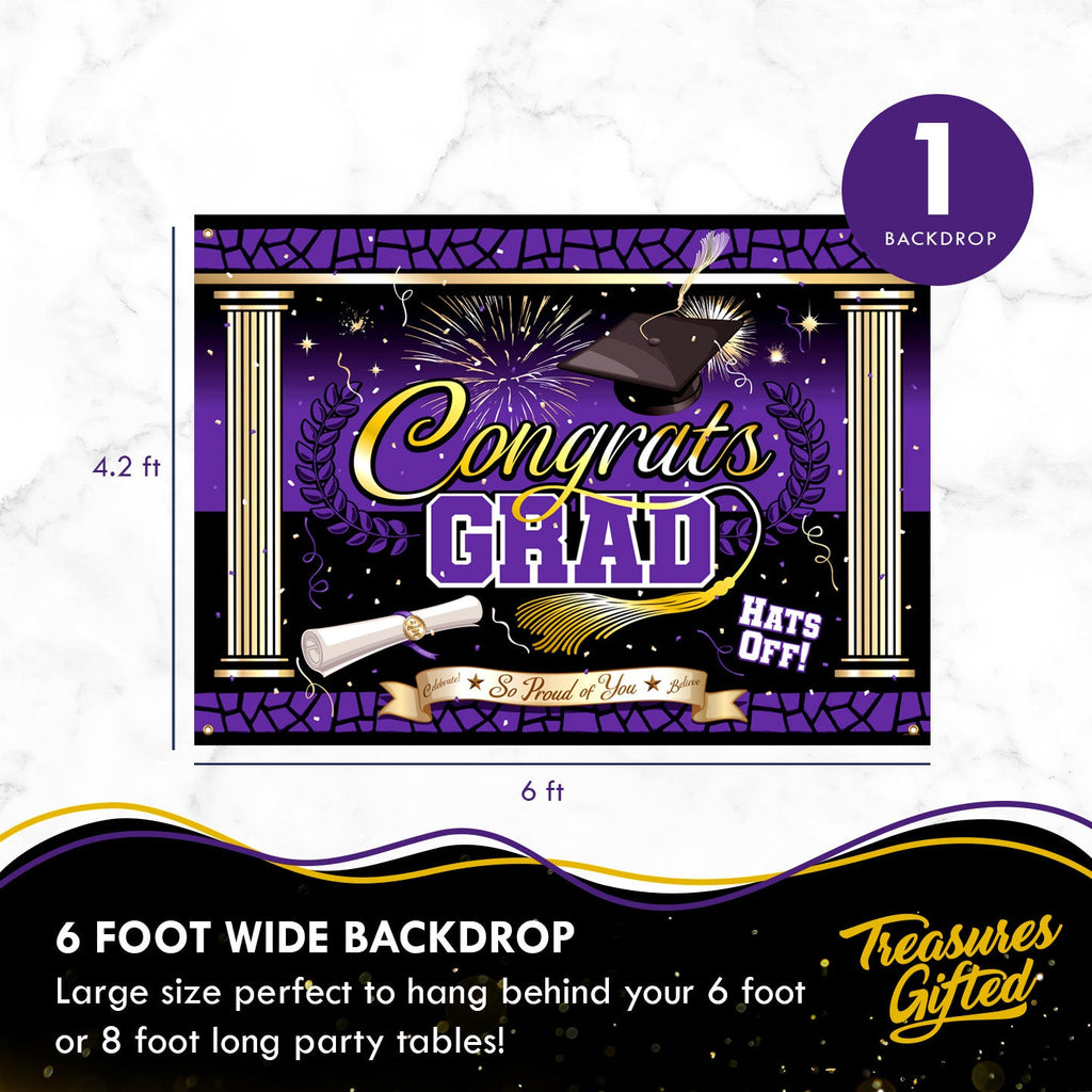 Purple Graduation Backdrop - Purple Graduation Party Supplies