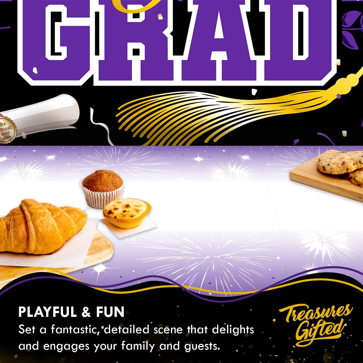 Purple Graduation Backdrop - Purple Graduation Party Supplies
