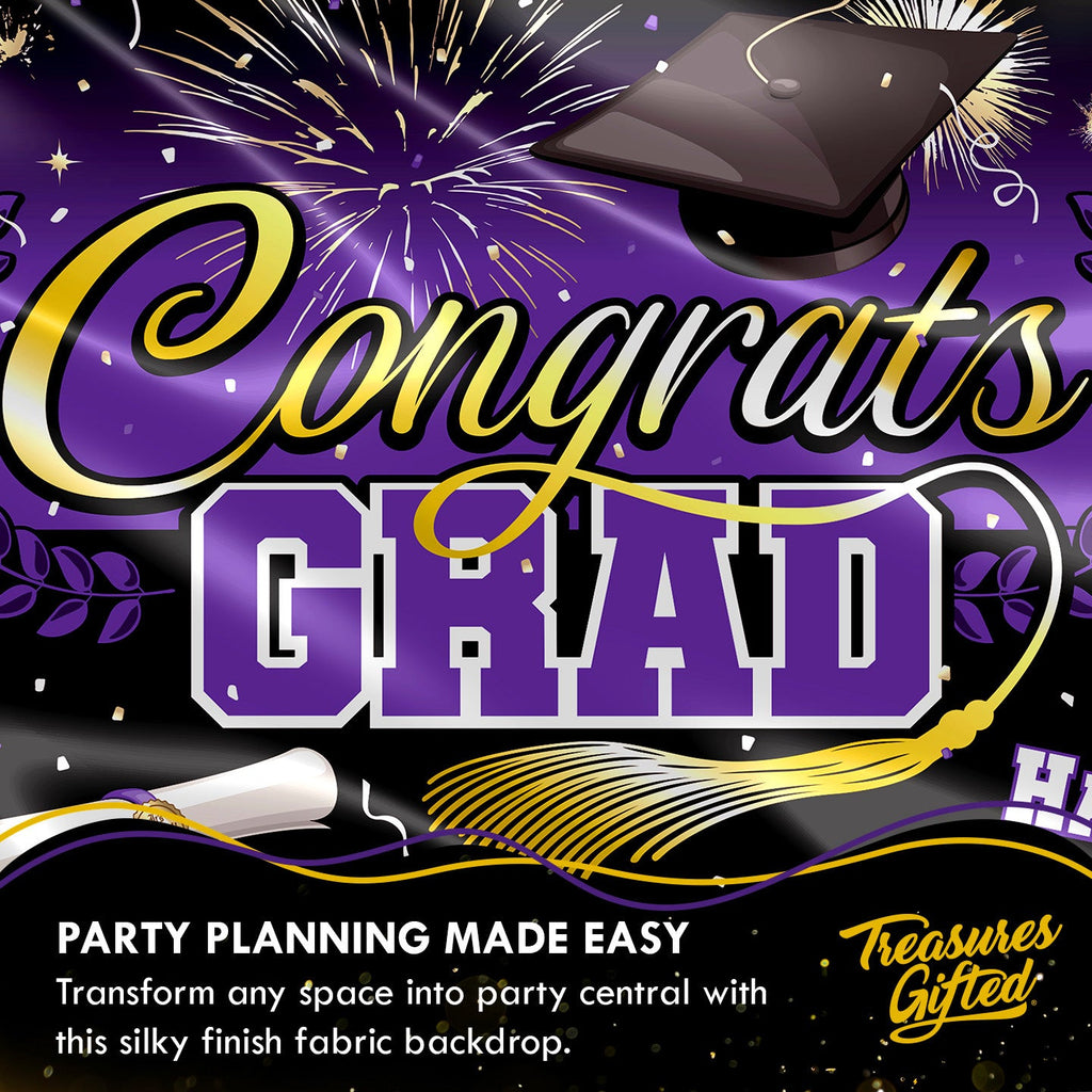 Purple Graduation Backdrop - Purple Graduation Party Supplies