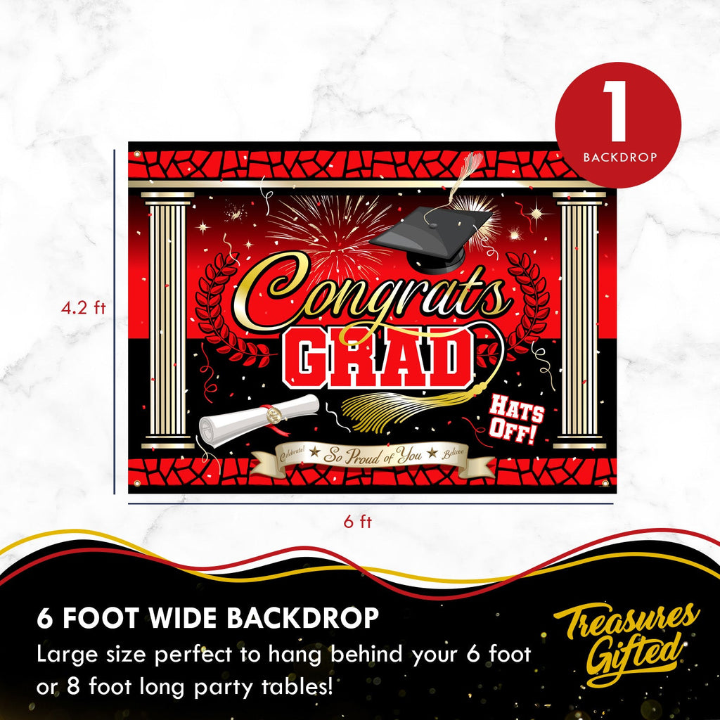 Red Graduation Backdrop - Red Graduation Party Supplies