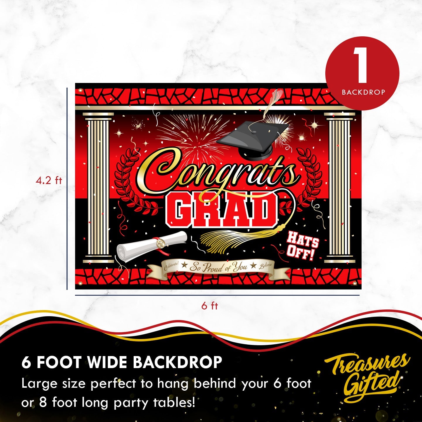 Red Graduation Backdrop - Red Graduation Party Supplies