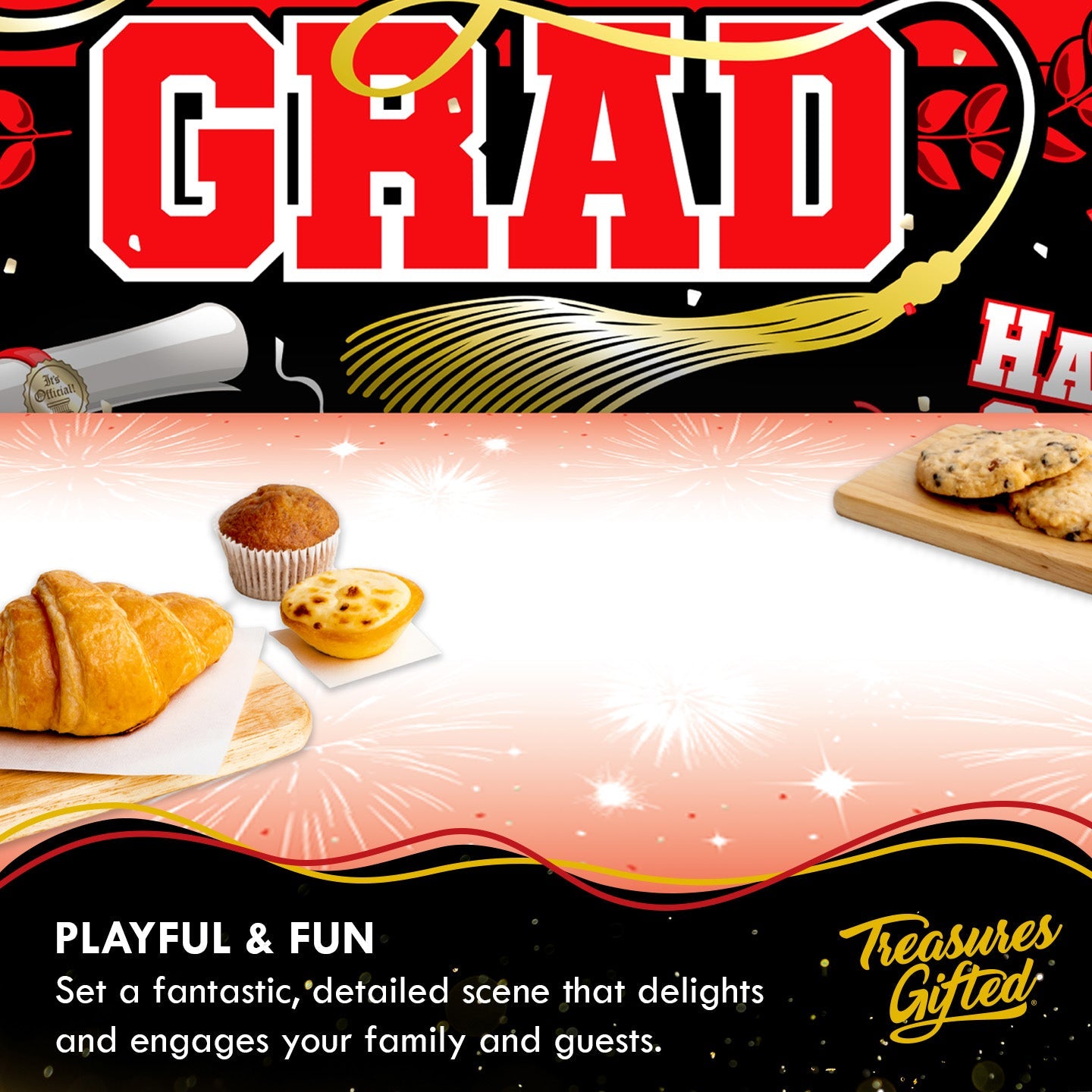 Red Graduation Backdrop - Red Graduation Party Supplies