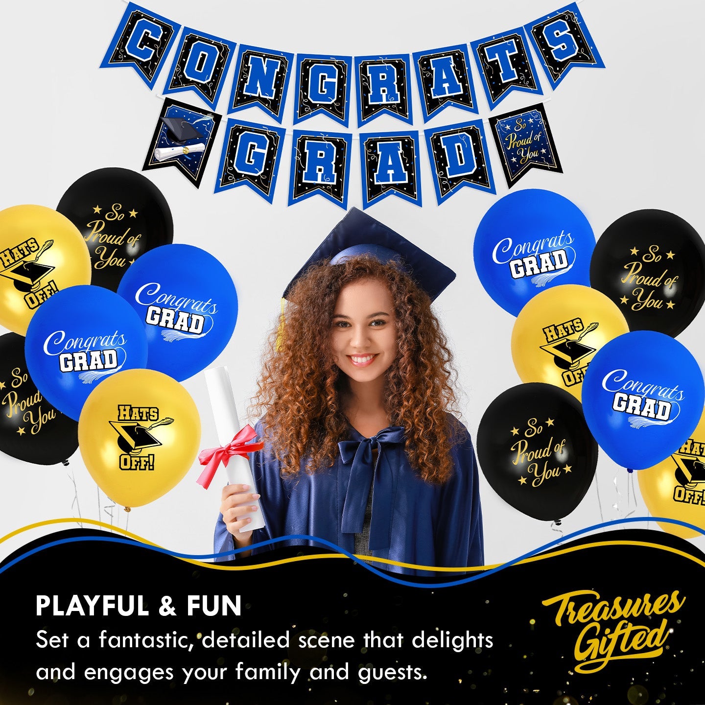 Blue Graduation Balloon Bouquet - Blue Graduation Party Supplies