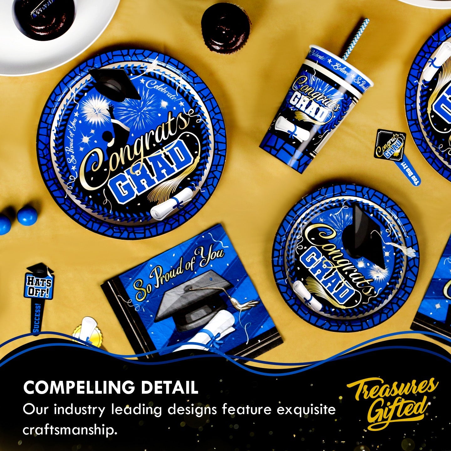 Blue Graduation Balloon Bouquet - Blue Graduation Party Supplies