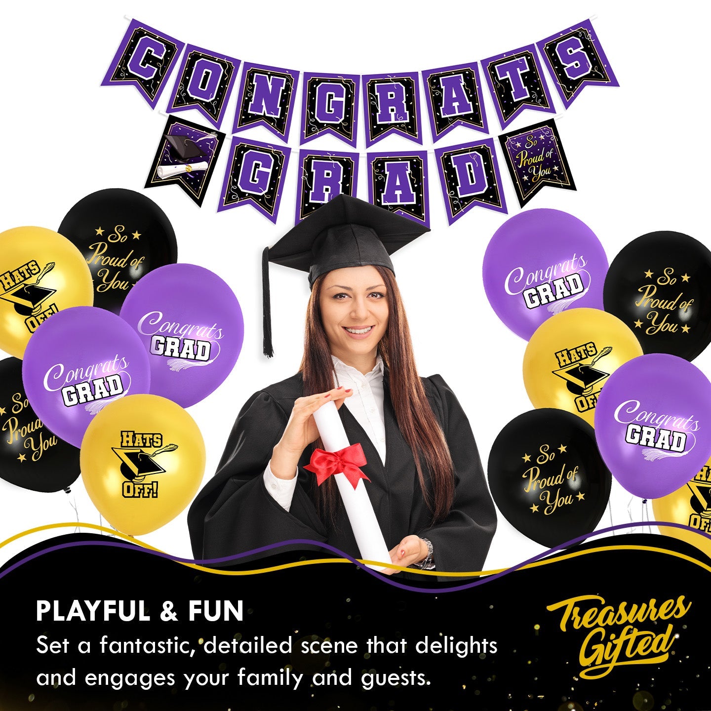 Purple Graduation Balloon Bouquet - Purple Graduation Party Supplies