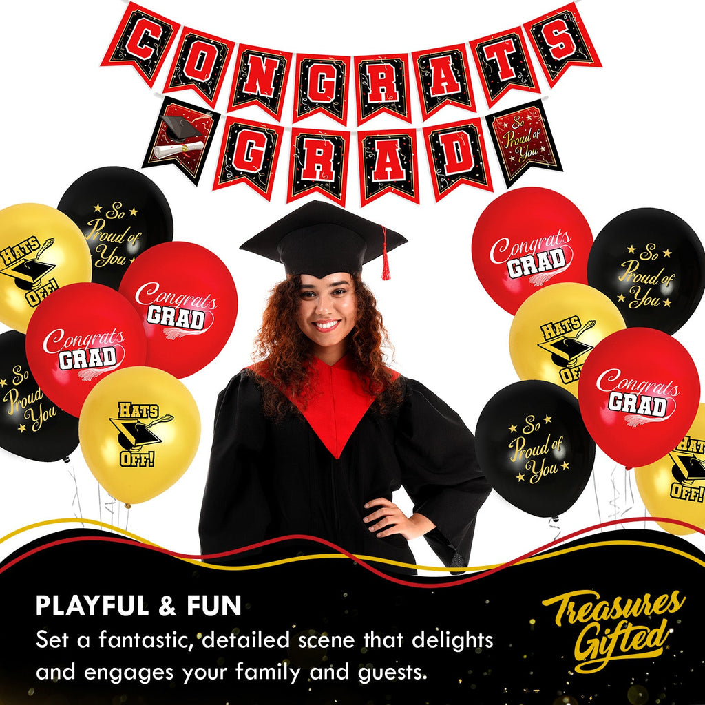 Red Graduation Balloon Bouquet - Red Graduation Party Supplies