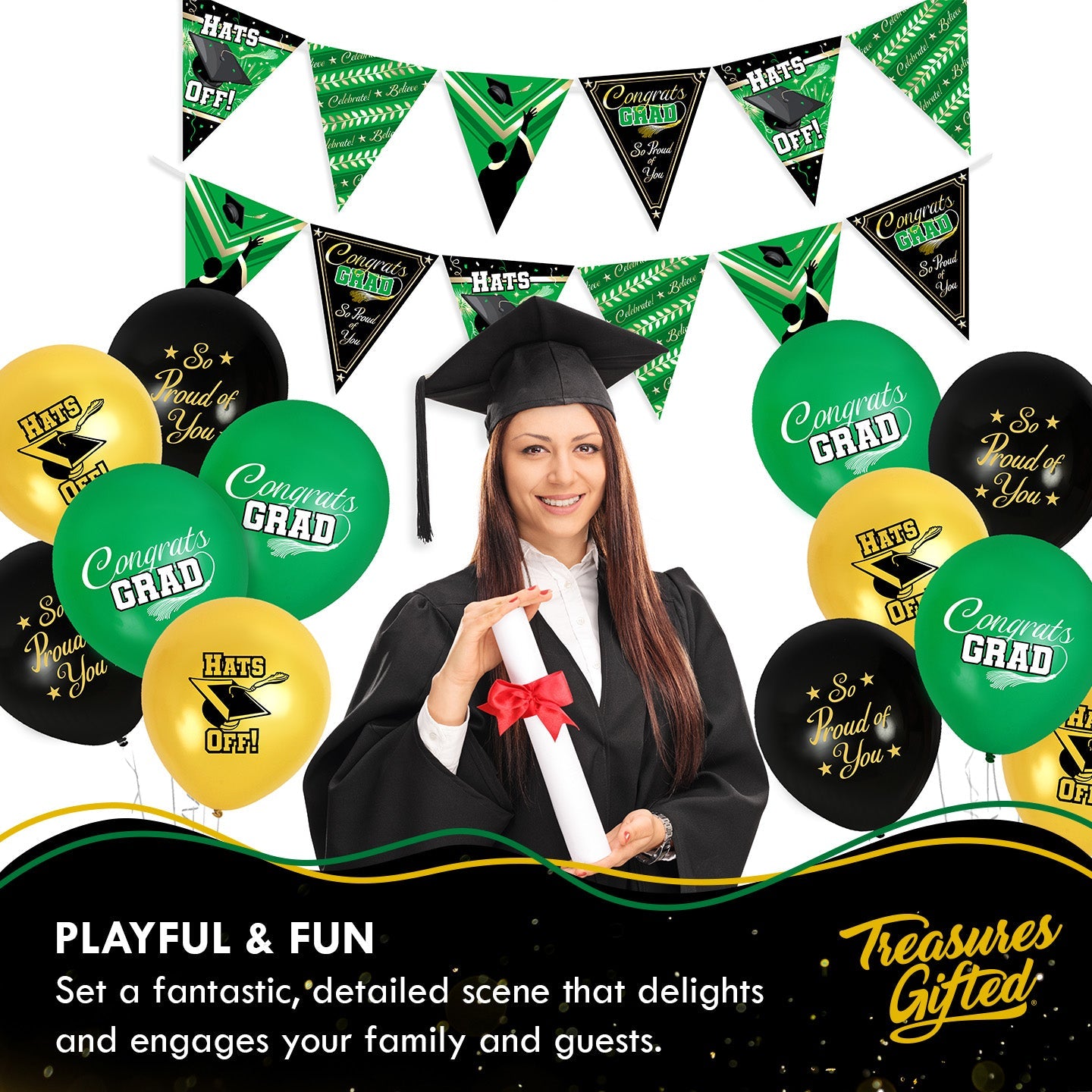 Green Graduation Banner Pennant - Green Graduation Party Decorations