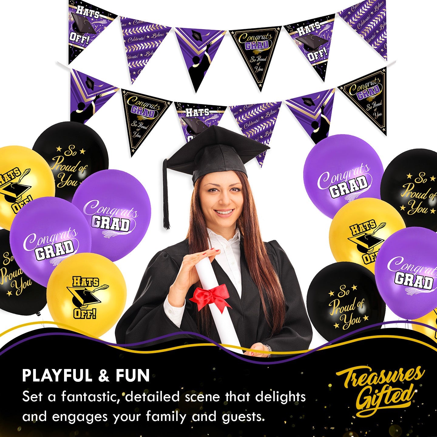 Purple Graduation Banner Pennant - Purple Graduation Party Decorations