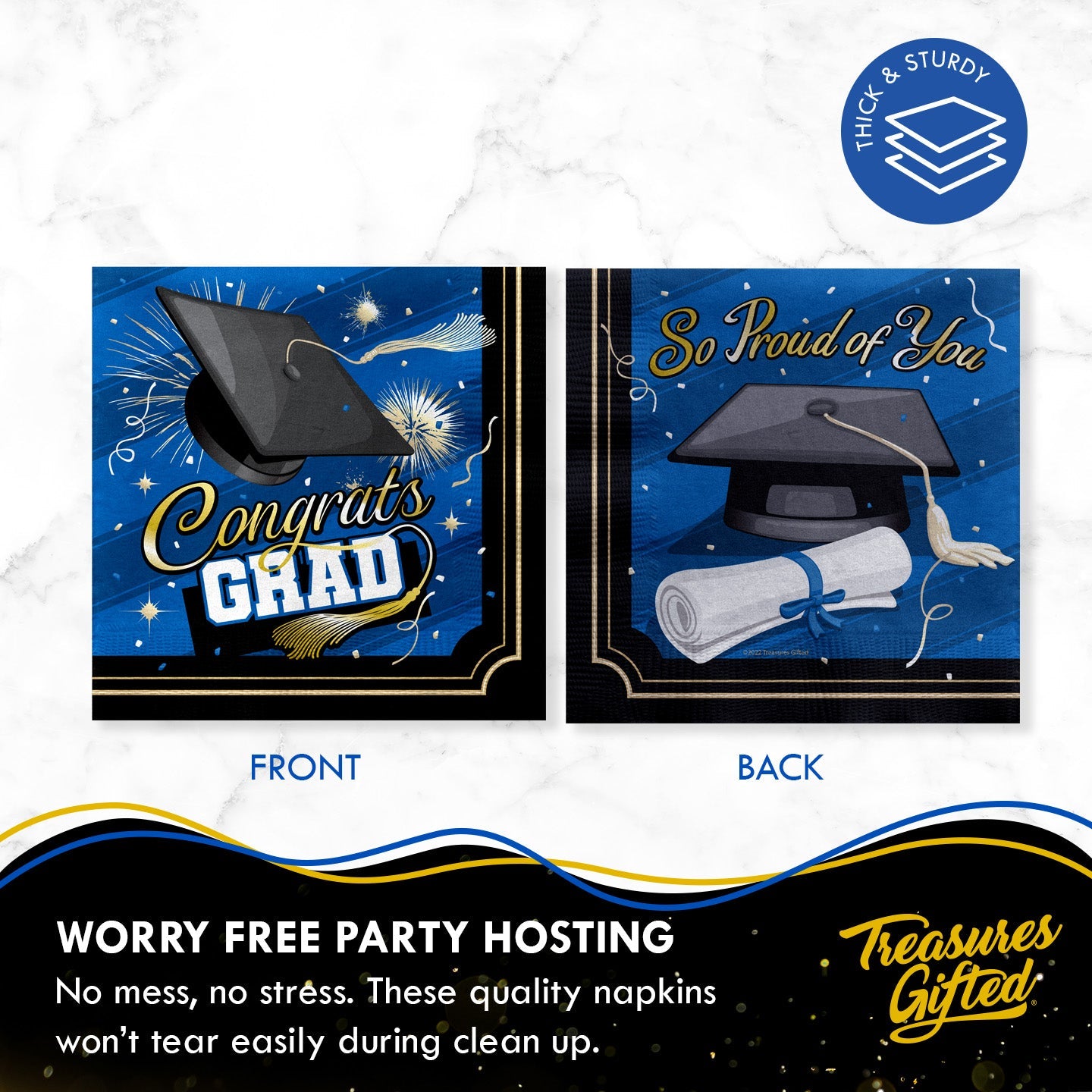 Blue Graduation Napkins - Blue Graduation Party Supplies