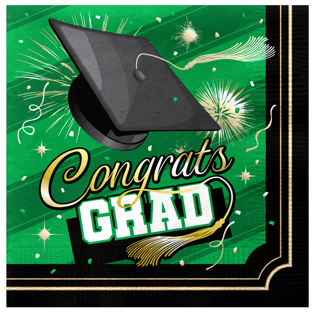 Green Graduation Napkins - Green Graduation Party Supplies