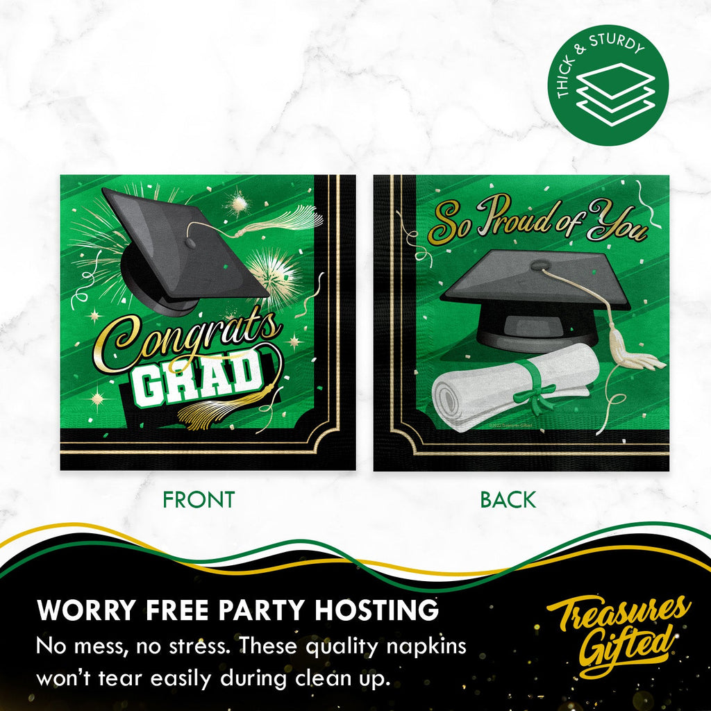 Green Graduation Napkins - Green Graduation Party Supplies