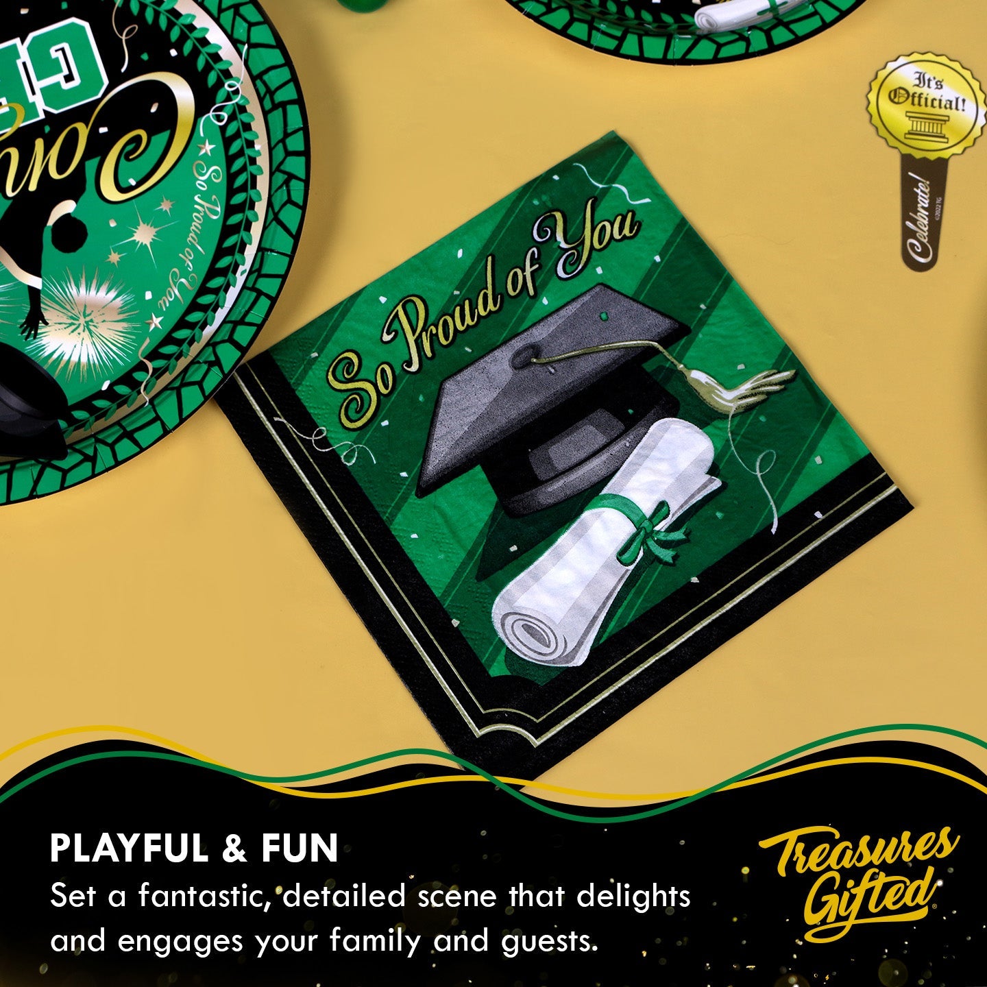 Green Graduation Napkins - Green Graduation Party Supplies