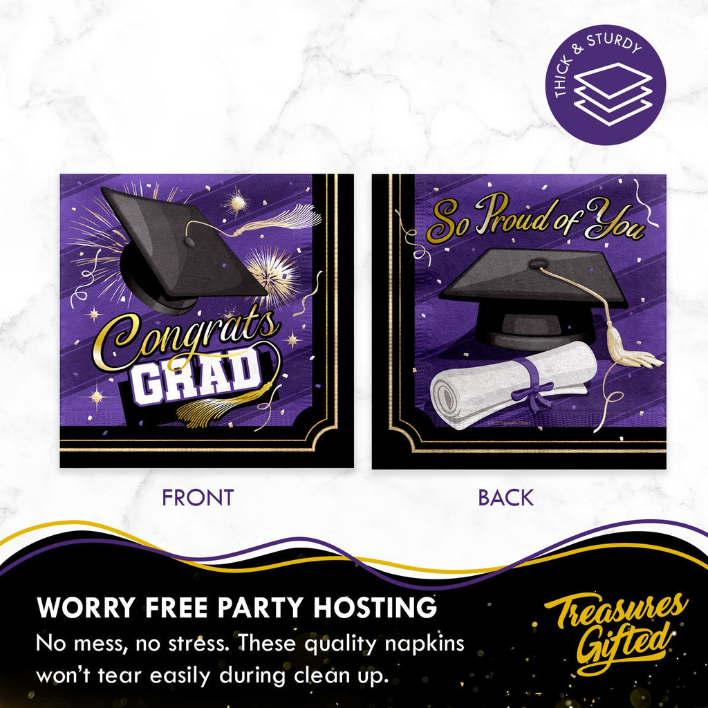 Purple Graduation Napkins - Purple Graduation Party Supplies