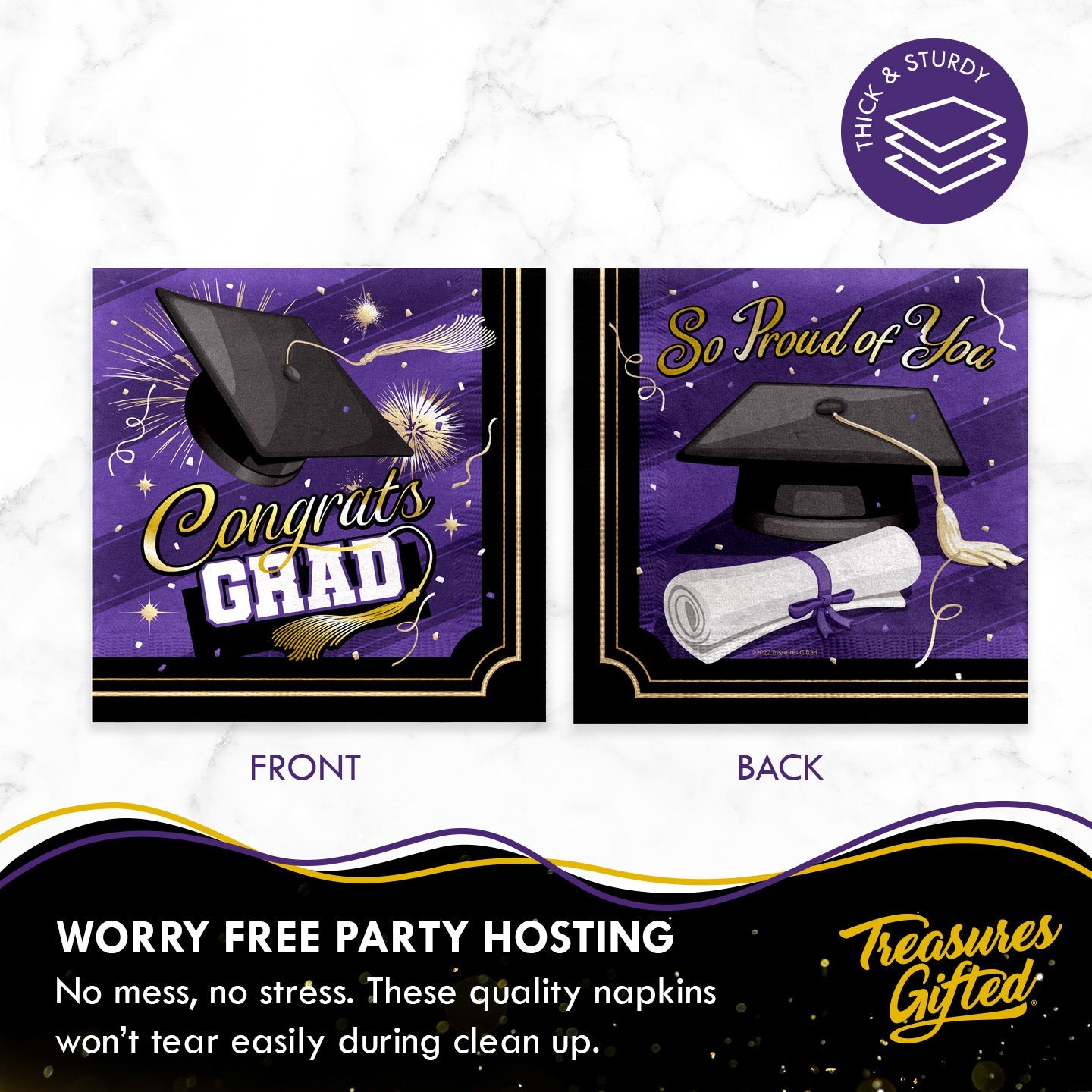 Purple Graduation Napkins - Purple Graduation Party Supplies