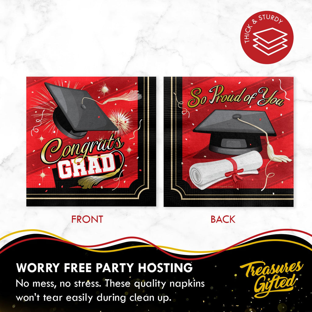Red Graduation Napkins - Red Graduation Party Supplies
