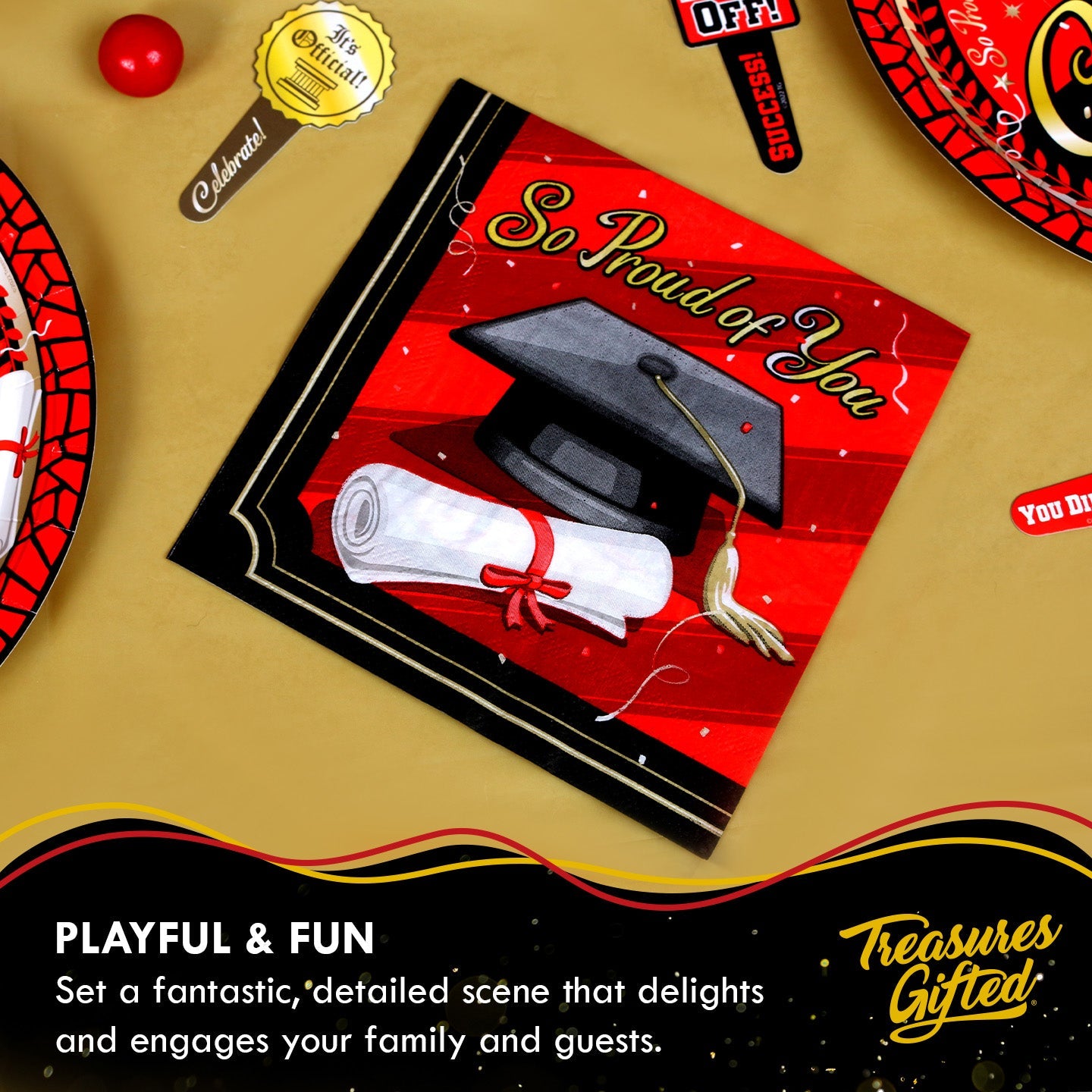 Red Graduation Napkins - Red Graduation Party Supplies