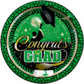 Green Graduation Plates 9in - Green Graduation Party Supplies