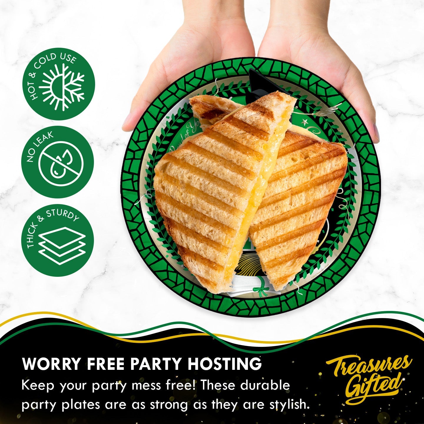 Green Graduation Plates 9in - Green Graduation Party Supplies