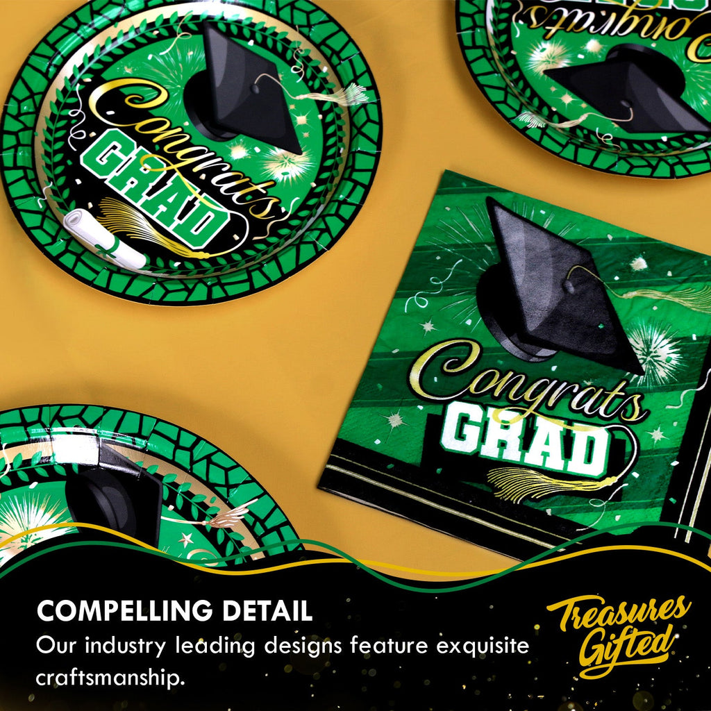 Green Graduation Plates 9in - Green Graduation Party Supplies