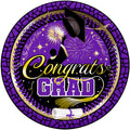 Purple Graduation Plates 9in - Purple Graduation Party Supplies